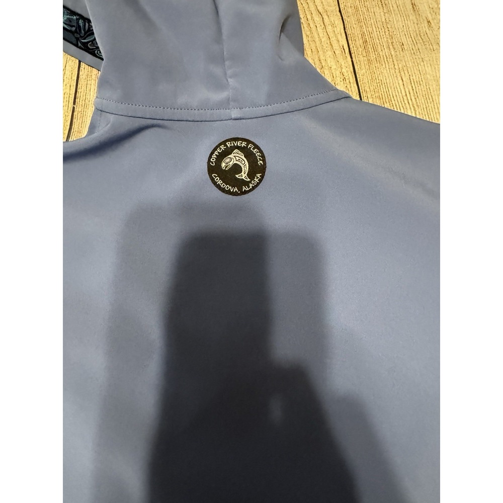 Copper River Fleece Blue Hooded Softshell Jacket Coat Cordova AK Sz S GTubH3 - Picture 7 of 8